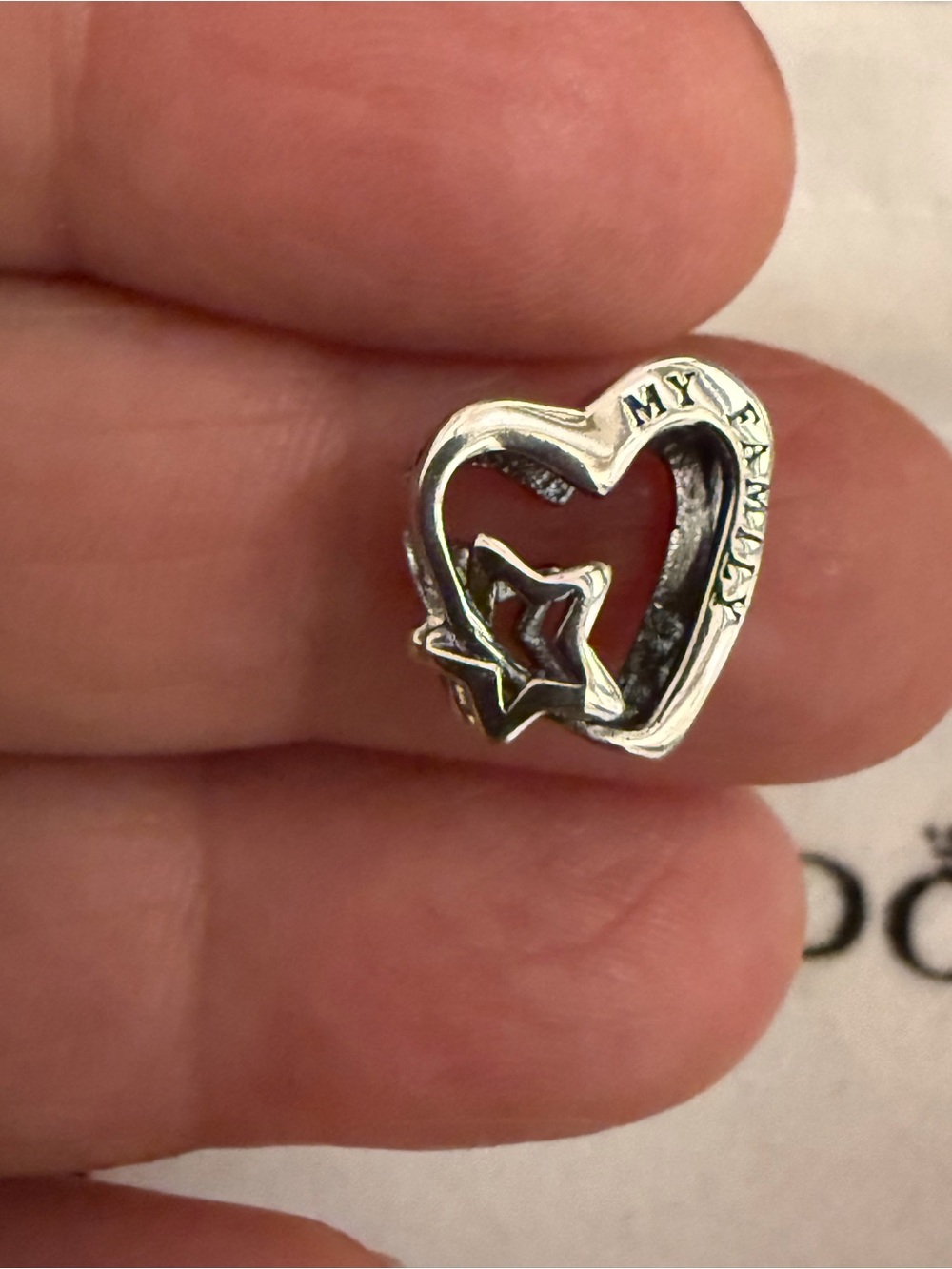 Pandora Silver Heart & Star 'My Family' Charm